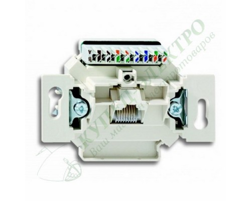 Basic 55 Механизм 1-постовой компьютерной/телефонной розетки UAE, 8 полюсов, RJ45, категория 5е, неэкранированная, до 100 МГц (0220-507)