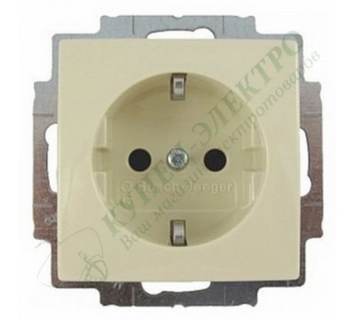 Basic 55 Розетка силовая SCHUKO 2К+З, 16А, 250В, с защитными шторками, цвет: Слоновая кость (20 EUCKS-92-507)