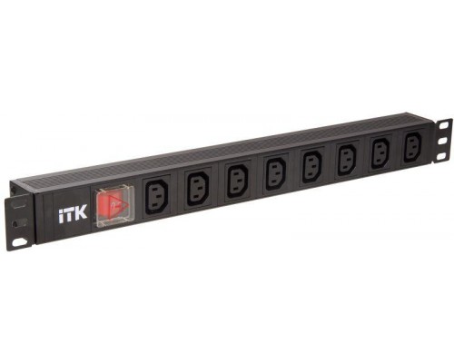 Блок розеток 8 мест PDU 19дюймов IEC320 C13 PH12-8C133 с LED выкл. алюм. профиль1U вход C14 без шнура ITK PH12-8C133