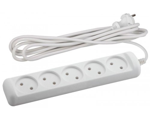 Удлинитель 5х3м без зазeмл. 10А IP20 U-5-3m ПВС 2х1 ЭРА Б0028364