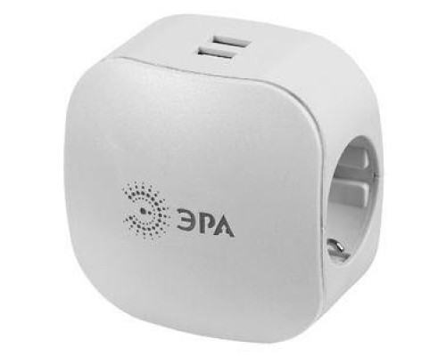 Разветвитель 3-м SP-3e-USB-2A 220В + 2USB 2000мА с заземл. защ. шторки (6/36/864) бел. ЭРА Б0015243