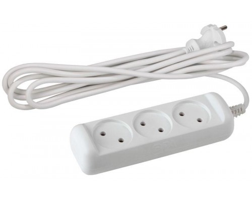 Удлинитель 3х3м без зазeмл. 10А IP20 U-3-3m ПВС 2х1 ЭРА Б0028355