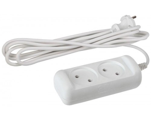 Удлинитель 2х1.5м без зазeмл. 6А IP20 UX(6)-2-1.5m ПВС 2х0.75 ЭРА Б0028346