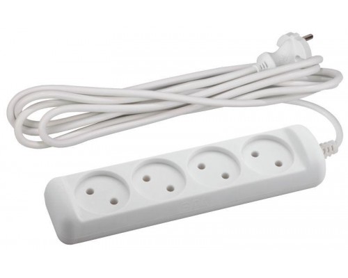 Удлинитель 4х5м без зазeмл. 10А IP20 U-4-5m ПВС 2х1 ЭРА Б0028363