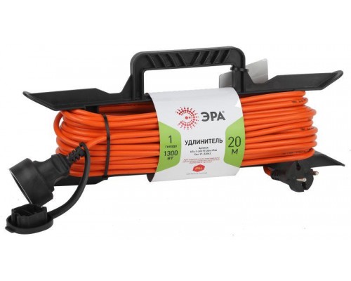 Удлинитель силовой UFx-1-2x0.75-20m-IP44 на рамке б/з 1гнездо 20м ПВС 2х0.75 Эра Б0046821
