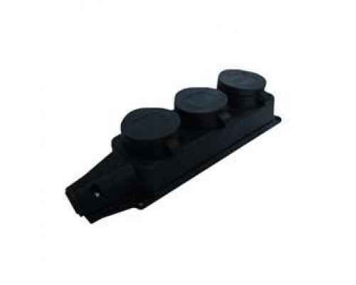 Колодка 3-м 1ф 16А 250В IP44 (еврослот) с заглушками с заземл. каучук UNIVersal 602230
