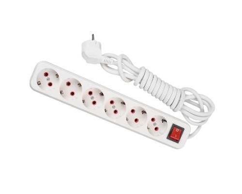 Удлинитель 6х2м с заземл. 16А IP20 с выкл. LEZARD 720-0602-602
