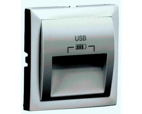 Лицевая панель для двойной розетки USB, цвет: алюминий (арт. 90673 TAL)