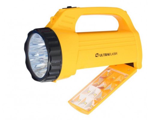 Фонарь LED3819CSM (аккум 220В желт. 9LED +12SMD LED 2 режима SLA) Ultraflash 12102/12860