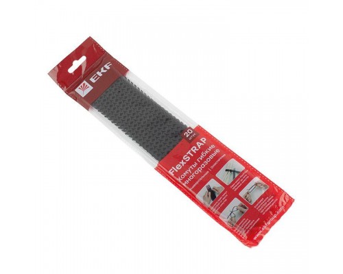 Хомут гибкий многоразовый черн. FlexSTRAP (уп.20шт) PROxima EKF plc-fs-br