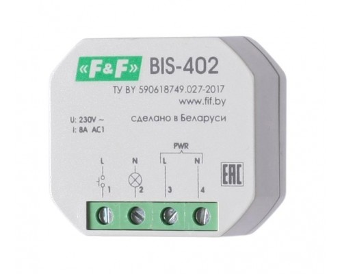 Реле импульсное BIS-402 (для установки в монтажную коробку 230В 8А 1Z IP40) F&F EA01.005.002