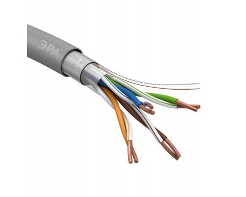 Кабель FTP 4x2x24 AWG Cat5e CU PVC 305м (м) ЭРА Б0044688