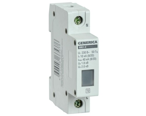 Ограничитель перенапряжения ОПС1-C 1Р 10/40кА 230В GENERICA IEK MOP20-1-C-G