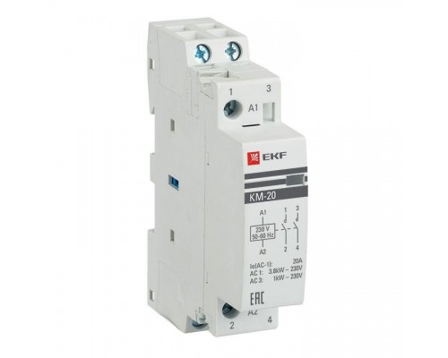 Контактор модульный КМ 20А 2NО (1 мод.) EKF km-1-20-20