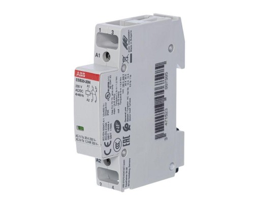 Контактор ESB20-20N-06 модульный (20А АС-1 2НО) катушка 230В AC/DC ABB 1SBE121111R0620