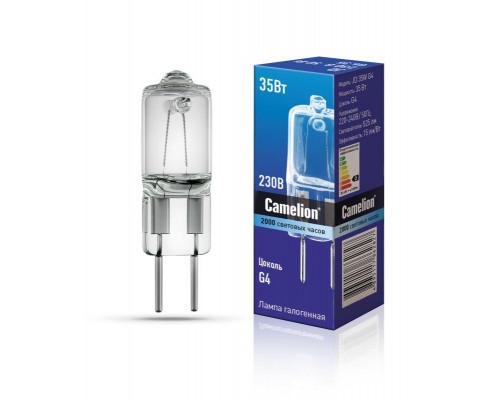 Лампа галогенная JD 35Вт капсула g4 3000К 240В Camelion 10406