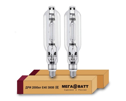 Лампа газоразрядная металлогалогенная ДРИ 2000 380/4000К E40 (12) МЕГАВАТТ 03123