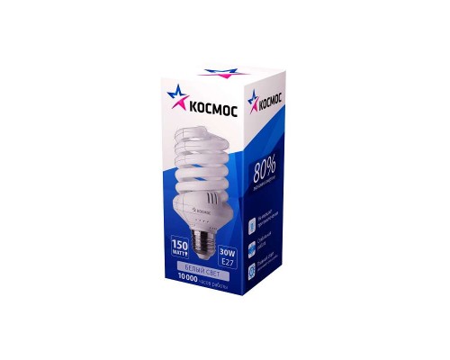 Лампа люминесцентная компакт. SPC 30Вт E27 спиральная 4200К КОСМОС LKsmSPC30wE2742