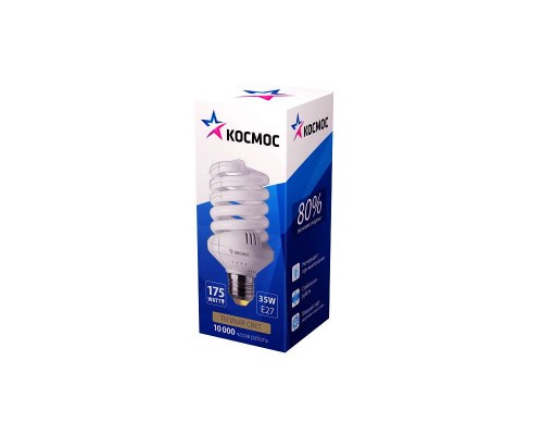 Лампа люминесцентная компакт. SPC 35Вт E27 спиральная 2700К КОСМОС LKsmSPC35wE2727