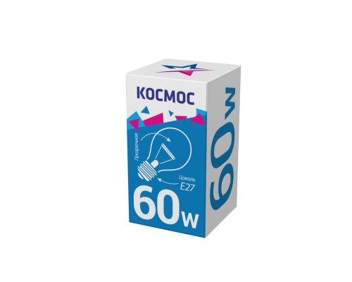 Лампа накаливания A50/A55 60Вт E27 220-240В прозр. КОСМОС LKsmSt55CL60E27v2