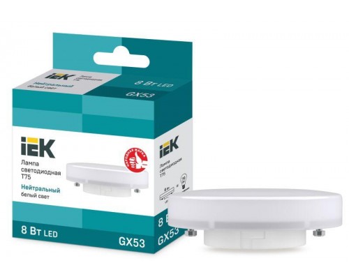 Лампа светодиодная ECO T75 таблетка 8Вт 230В 4000К GX53 IEK LLE-T80-8-230-40-GX53