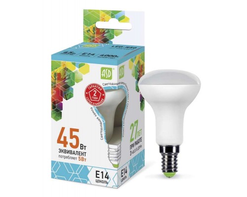 Лампа светодиодная LED-R50-standard 5Вт 4000К бел. E14 450лм 160-260В ASD 4690612001517
