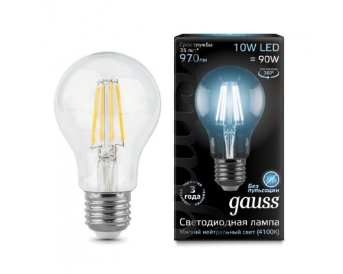 Лампа светодиодная филаментная Black Filament 10Вт A60 4100К E27 Gauss 102802210