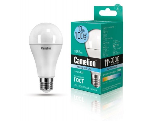 Лампа светодиодная LED13-A60/845/E27 13Вт грушевидная 4500К бел. E27 1085лм 220-240В Camelion 12046