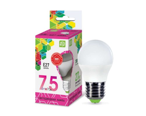 Лампа светодиодная LED-ШАР-standard 7.5Вт 230В E27 6500К 675Лм ASD 4690612019154