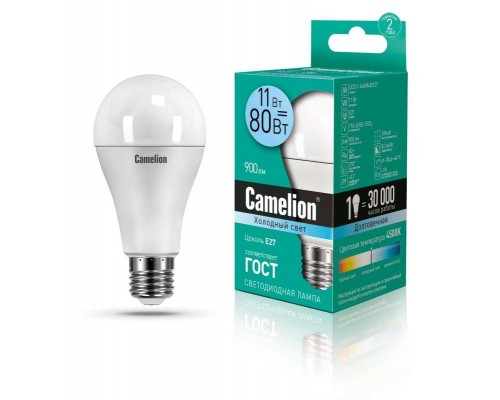 Лампа светодиодная LED11-A60/845/E27 11Вт грушевидная 4500К бел. E27 880лм 220-240В Camelion 12036