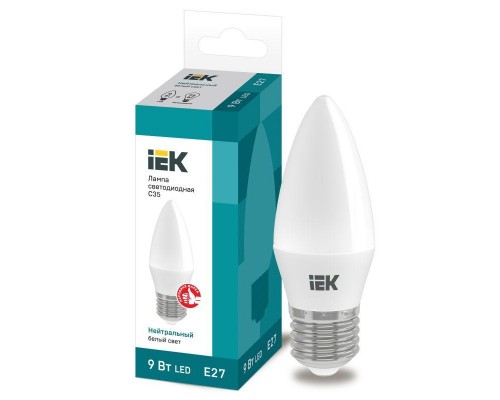 Лампа светодиодная ECO C35 9Вт свеча 4000К E27 230В IEK LLE-C35-9-230-40-E27