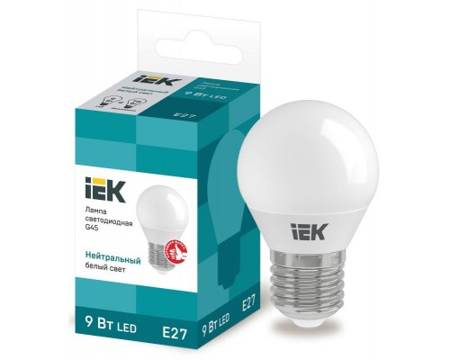 Лампа светодиодная ECO G45 9Вт шар 4000К E27 230В IEK LLE-G45-9-230-40-E27