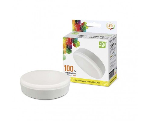 Лампа светодиодная LED-GX53-standard 10Вт таблетка 3000К тепл. бел. GX53 900лм 160-260В ASD 4690612005119