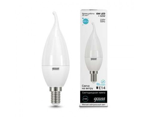 Лампа светодиодная Elementary Candle Tailed E14 6Вт 4100К Gauss 34126