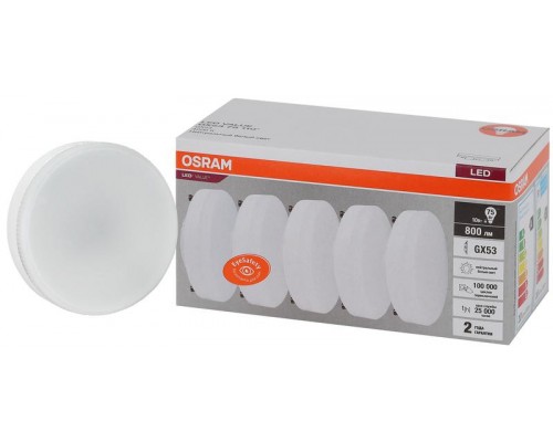 Лампа светодиодная LED Value LVGX5375 10SW/840 230В GX53 2х5 RU (уп.5шт) OSRAM 4058075584174