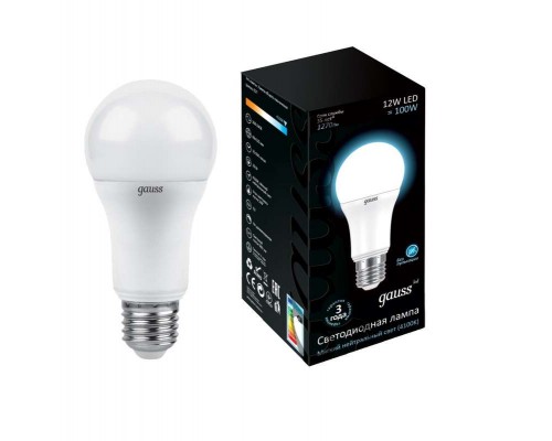Лампа светодиодная Black Globe 12Вт 4100К бел. E27 1200лм 150-265В Gauss 102502212
