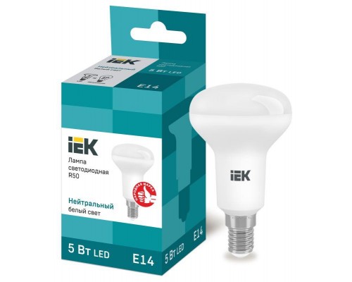 Лампа светодиодная ECO R50 5Вт 4000К бел. E14 450лм 230-240В IEK LLE-R50-5-230-40-E14