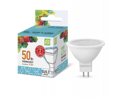 Лампа светодиодная LED-JCDR-standard 5.5Вт 4000К бел. GU5.3 495лм 160-260В ASD 4690612001432