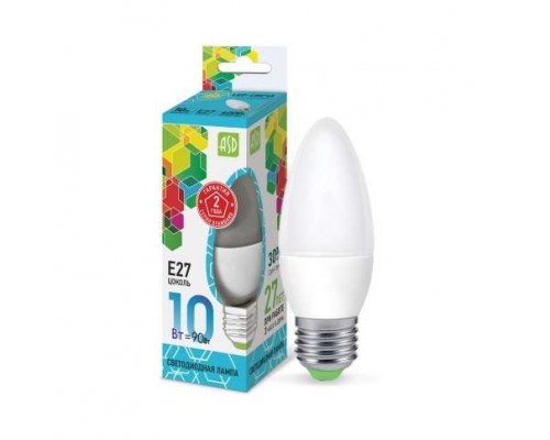 Лампа светодиодная LED-свеча-standard 10Вт 230В E27 4000К 900Лм ASD 4690612015545
