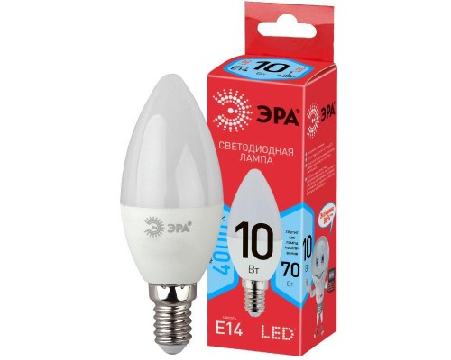Лампа светодиодная ECO LED B35-10W-840-E14 (диод свеча 10Вт нейтр. E14) ЭРА Б0032963