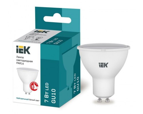 Лампа светодиодная ECO PAR16 софит 7Вт 230В 4000К GU10 IEK LLE-PAR16-7-230-40-GU10