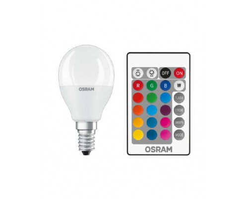 Лампа светодиодная LED Star P 40 5.5W/827 5.5Вт шар матовая 2700К тепл. бел. E14 470лм 220-240В RGBW + DIM с пультом диммир. пластик. OSRAM 4058075144385