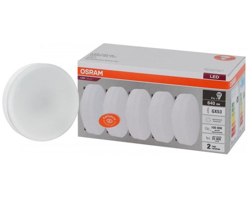 Лампа светодиодная LED Value LVGX5360 8SW/840 230В GX53 2х5 RU (уп.5шт) OSRAM 4058075584266