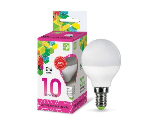 Лампа светодиодная LED-ШАР-standard 10Вт 230В E14 6500К 900Лм ASD 4690612015460