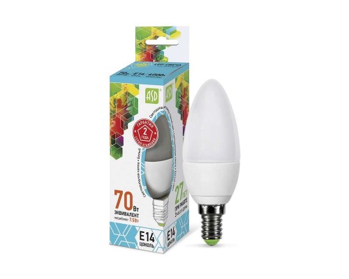 Лампа светодиодная LED-СВЕЧА-standard 7.5Вт СВЕЧА 4000К бел. E14 675лм 160-260В ASD 4690612003931