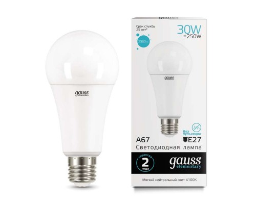 Лампа светодиодная Elementary A67 30Вт E27 4100К Gauss 73229