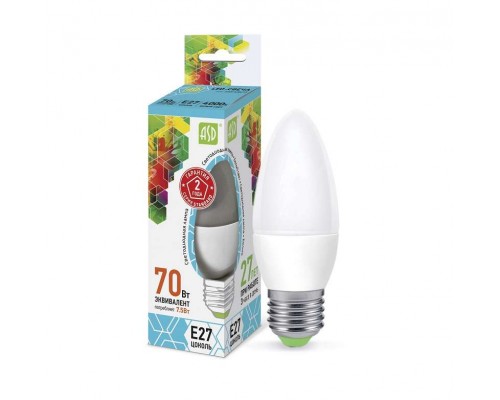 Лампа светодиодная LED-СВЕЧА-standard 7.5Вт СВЕЧА 4000К бел. E27 675лм 160-260В ASD 4690612003955