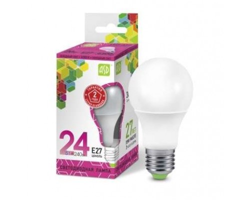 Лампа светодиодная LED-A65-standard 24Вт грушевидная 230В E27 6500К 2160лм ASD 4690612014289