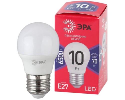 Лампа светодиодная ECO LED P45-10W-865-E27 R (диод шар 10Вт холодн. E27) (10/100/3600) ЭРА Б0045355