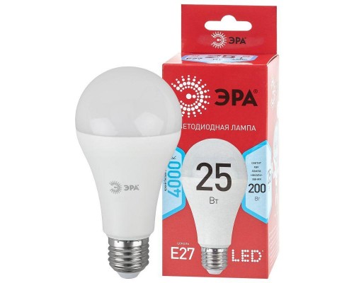 Лампа светодиодная ECO LED A65-25W-840-E27 R (диод груша 25Вт нейтр. E27) (10/100/1200) Эра Б0048010